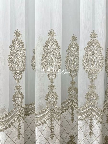 Тюль бамбук &laquo;Dora&raquo; з оксамитовою вишивкою по низу #3 фото