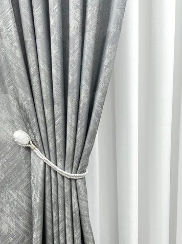 Штори з матовим візерунком квадрату, сірий колір #271 фото