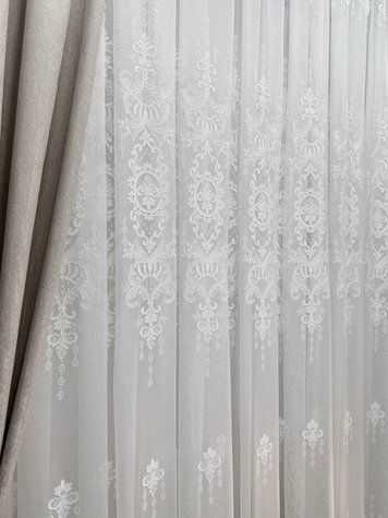 Бамбуковий тюль Famo з кордовою вишивкою  #340 фото