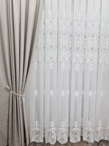Бамбуковий тюль Famo з кордовою вишивкою  #340 фото