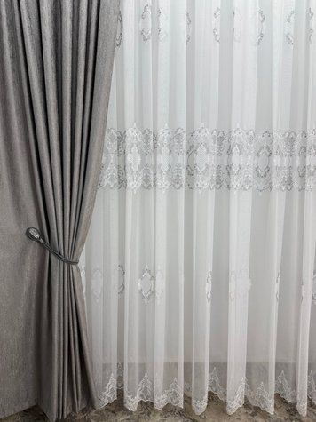 Тюль бамбук "Rubbi" з шеніловою вишивкою #317_01 фото