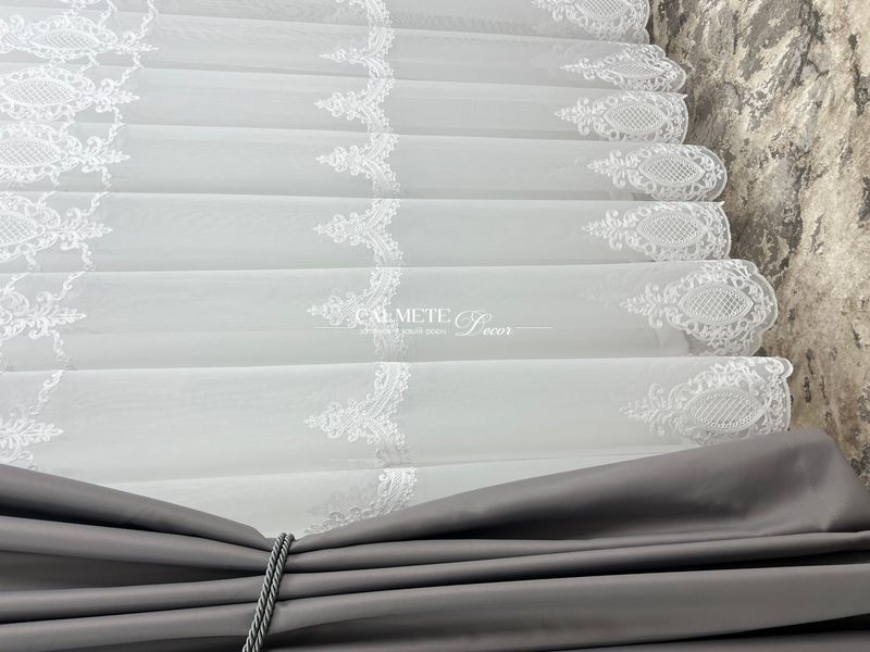 Бамбуковий тюль &laquo;Tilia&raquo; з шеніловою вишивкою #244 фото